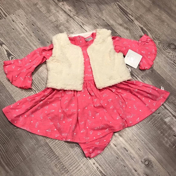 Rosie Pope Other - Rosie Pope Dress & Faux Fur Vest Set